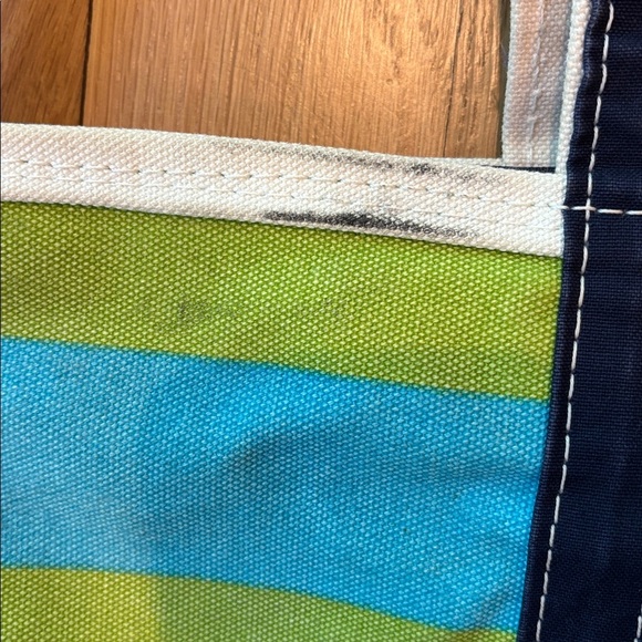 Vtg L.L. Bean Boat N’ Tote Striped Bag Medium Blue Green - Picture 5 of 10